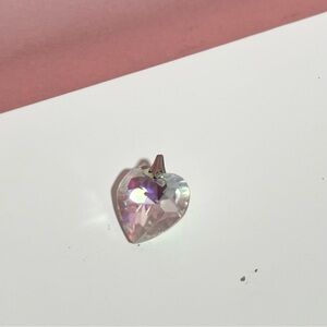 Vintage Y2K Mcbling iridescent crystal heart pendant